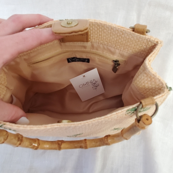 Vintage Bamboo Handle Palm Purse Purse - Picture 7 of 9